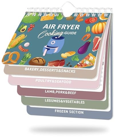 KYONANO Livre de recettes pour friteuse à air : feuille de triche magnétique, plus de 140 recettes, guide de cuisson, conversion de température, compatible avec Ninja et Instant Vortex, Morandi