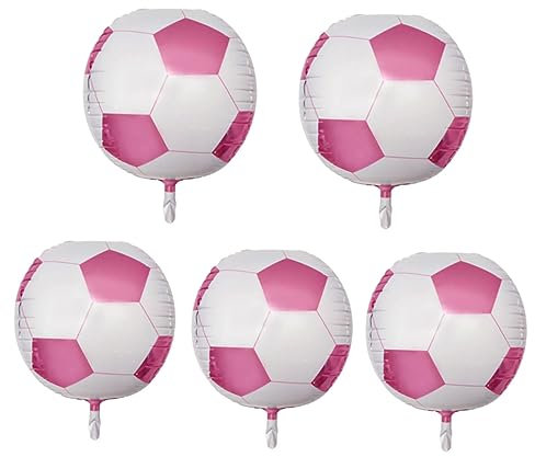 ifundom 5pièces Ballons Mylar Aluminium Forme De Football Rose Pour Décoration De Fête Sportive Et Anniversaire