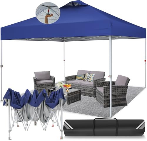 COBIZI Pavillon 3x3 Wasserdicht Stabil Winterfest mit Entlüftung,UV-Schutz 50+ Faltbarer Popup Pavillon,Höhenverstellbar Partyzelt für Strand, Gartenparty, Camping,Navy Blau