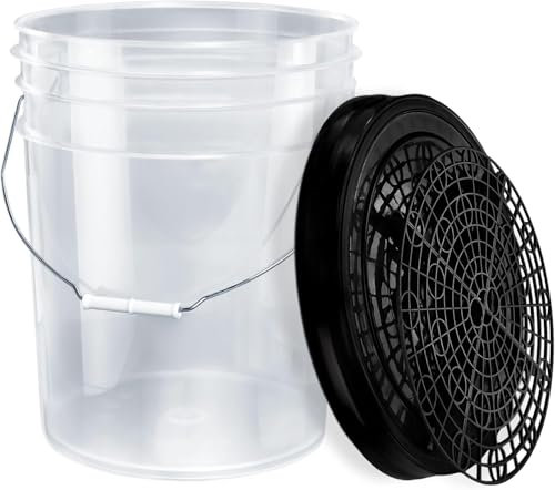 BenBow - Auto Wascheimer mit Schmutzsieb - 20 Liter transparent - Robust langlebig und ideal für die professionelle Hand-Autowäsche - Werkstattanwendungen - Autowäsche von Hand - zur Hause - leer