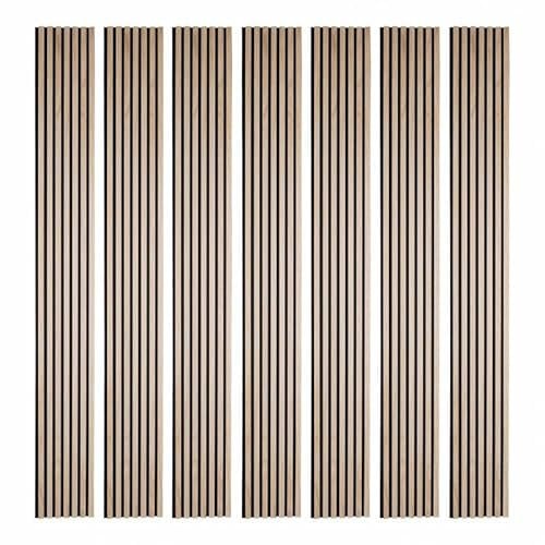 Lot de 4 Panneaux tasseaux bois 250 x 30 x 2 cm - décor chêne clair fond noir - 3m²