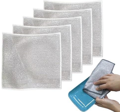 Trapos multiusos de alambre for lavar platos húmedos y secos, paño de cocina multifuncional de alambre que no raya, paño de cocina de alambre de metal japonés, trapos de limpieza for fregar sin rayone