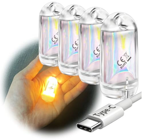 SROOS Taschenlampe USB Aufladbar LED Camping Tragbar IPX7 EDC-Schlüsselanhänger maglite Wasserdicht Outdoor, Wandern,Notfäll (4pc Warm White)