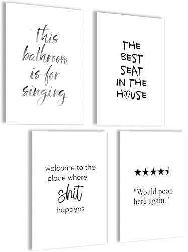 Poster Set Badezimmer (This Bathroom is for Singing | The Best Seat in the House | Welcome to the Place where Shit happens | Would Poop Here again, Posterset 4x A4 (21x30cm) | ohne Rahmen)
