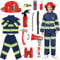 VICTERR Feuerwehrmann Kostüm Kinder, 13pcs Rollenspiel Halloween Kostüm Spielzeug für Kinder im Alter von 6-8 Jahren für Kinderschulkostüme, Kostümpartys, Weihnachts, Schul- und Heimspiele (130cm)