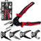 SUGOOE 5 in 1 Pliers Set with 5 Interchangeable Tool Heads - Wire Stripper, Crimping Plier, Cable Cutter, Electrician Scissors, Linesman Plier - Ergonomic 8 Inch Handle with Storage Case