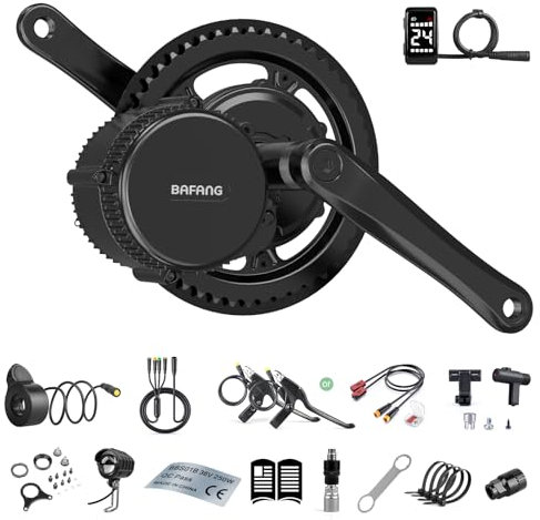 Bafang 36V 350W Mittelmotor BBS01B Ebike Umbausatz mit Akku 36V22,5Ah Gepäckträger und Mini Größe DZ40 Ebike Display, G340 Mittlerer Antriebsmotor für BB68mm Mountainbike Rennrad Pendlerfahrrad
