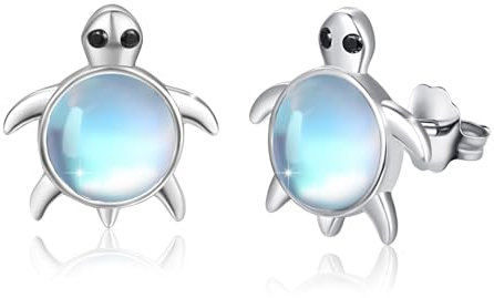 Schildkröten Ohrringe 925 Sterling Silber Mondstein Ohrringe Meeresschildkröte Ohrstecker Mondstein Ohrstecker Schildkröte Schmuck Sterling Silber