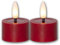 Star Trading 060-02 LED-Echtwachs-Kerze Flamme Flow, 2er Set rot, Wachsspiegeloptik, je 4 x 5 cm, naturgetreue Flamme, inkl. Batterie, Timer, Vierfarb-Karton