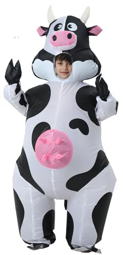 JOYBRO Inflatable Cow Costume for Kid, Funny Cow Suit, Full Body Animal Costumes, Blow up Costumes for Kids, Ideal for Halloween, Carnival, Mardi Gras, Themed Parties, One Size 120–150 cm