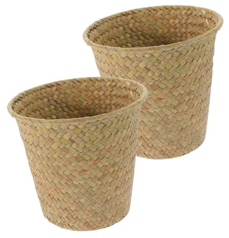 2 Stücke Stroh Woven Korb Dekorative Indoor Topf Container Handgemachte Floral Dekorative Körbe