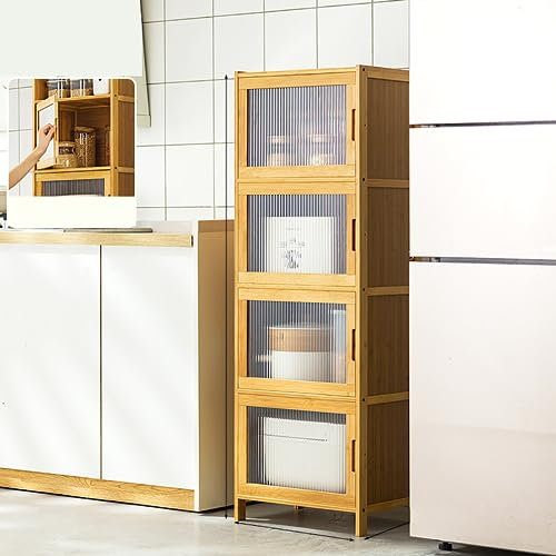 TWHZSAI Freistehender Küchenschrank mit Türen und Regalen. Aufbewahrungslösung für Gewürze, Töpfe, Pfannen. Ideal für Küche, Wohnzimmer, Esszimmer. Verschönern und entrümpeln Sie Ihr Zuhause noch he