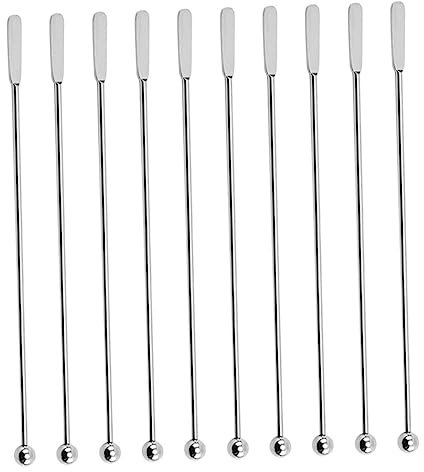 MOLUCKFU 10pezzi Bastoncini per Mescolare Bevande al caffè in Acciaio Inossidabile Agitatore per Cocktail e Ghiaccio
