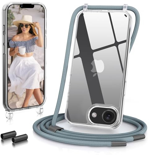 GOODVISH Handykette für iPhone 16e/iPhone 17e Hülle mit Band, PineGrün | Necklace Handyhülle für iPhone 17e 2026 Schutzhülle für zum Umhängen, Transparent Phone Case mit Kordel 6.1
