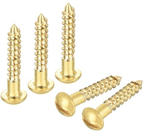 QUARKZMAN 30 Stück Schlitz Rundkopf Holzschrauben M3 x 16mm Messing Linsenkopfschrauben Halbrundkopf Selbstschneidende Schraube