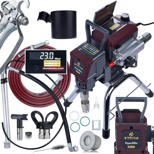 Zenthril Bravo HyperElite – Station de Peinture Airless 2200W, 25MPa, 3L/min, Buse 0,031 | Moteur Brushless, Écran LCD, Voice Assist | Pour Peintures Intérieures et Extérieures