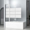 Duschwand für Badewanne 160 x 140 cm mit Festglas 3 teilige Gestreift Duschwand Badewannenaufsatz Faltbar Badewannen Duschabtrennung, 6 mm ESG Sicherheitsglas