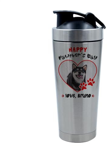 Getagift Funny Pet Pawther's Day Artwork | Cute Dog Father's Day Gift | Ideal for Dad from Fur Baby, 500ml Aluminium Shaker Bottle for Supplement Shakes - Easy Clean, Durable Cup. (Silver)