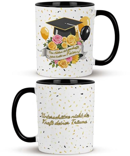 Regalo de Graduación,Taza Graduación,Taza de Café Divertida – Exámenes de Graduación Superados – Taza Desayuno/Café – Regalos de Personalizados para Bachelor Master Abitur para Niños Niñas(Alemán)