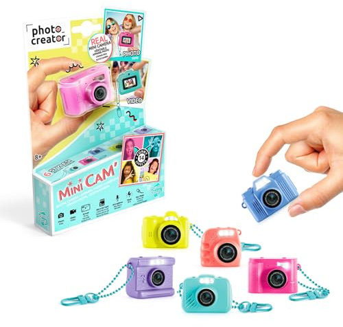 Photo Creator Mini Cam Digital Camera – Compact Keychain Camera for Kids – Take Photos and Videos on the Go with LCD Screen, 1GB SD Card, Rechargeable Battery – 6 Colours, Style May Vary