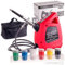 TC TECHNIC - C113 Airbrush Compressor - Mini Aerograf Set - with Nozzle 0.3 mm, Power Supply, 6X Colors, 1.1 m Hose, Double Action Control Type, air Flow 10-15 l/min - Piston Compressor, Oil-Free