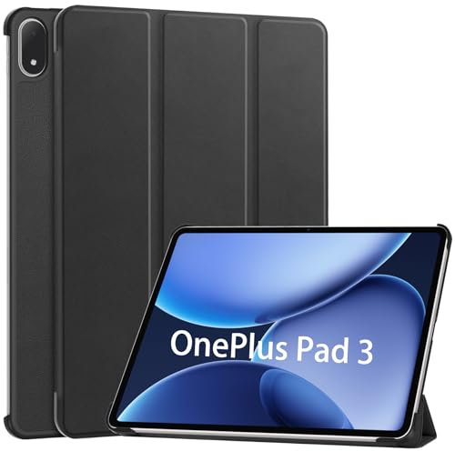 Wookfiss Funda para OnePlus Pad 3, Ultra Slim Ligero Plegable Smart Cover PU Protector Carcasa (Auto Sueño/Estela), Negro