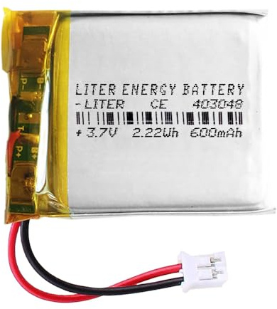 Batterie 403048 LiPo 3.7V 600mAh 2.22Wh Rechargeable avec Connecteur PH2.0 (JST-PHR-02) Type B Lithium: Assurez-Vous Que la polarité de l'appareil Correspond 50x30x4mm (PH2|600mAh|403048)