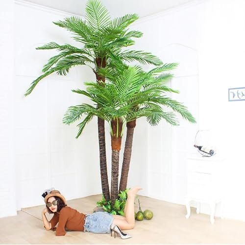 arbre artificiel grande plante exterieur Grand Palmier Artificiel For L'extérieur, Décoration De Palmier Tropical Avec Tronc Stable, Faux Palmier Artificiel Réaliste, Décoration De Jardin Parfaite(2m+