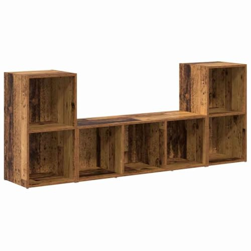 vidaXL TV Cabinet 3 pcs Brown 107 x 35 x 37 cm Engineered Wood, Modern Living Room Furniture, Rectangular Tv Stand, Durable Media Cabinet, Entertainment Unit, Wooden Storage Organizer
