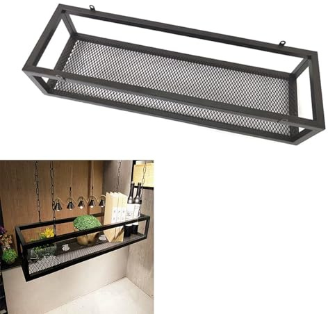IYUESQ Ceiling Hanging Plant Flower Pot Stand，Floating Suspended Shelving Kitchen Ceiling Hanger/Storage Rack Wall Mounted Book Shelves Decorations Display Shelf(120x25x15cm)