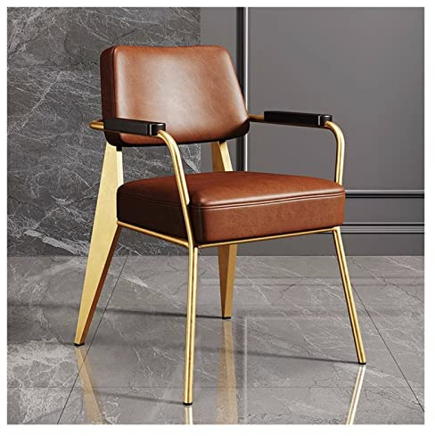 Mid-Century Vintage Leder-Stuhl, bequemer Clubstuhl für Wohnzimmer, kleiner Raum, Büro, Sofa, Stuhl, braune Farbe, perfekt für gemütliche Dekoration