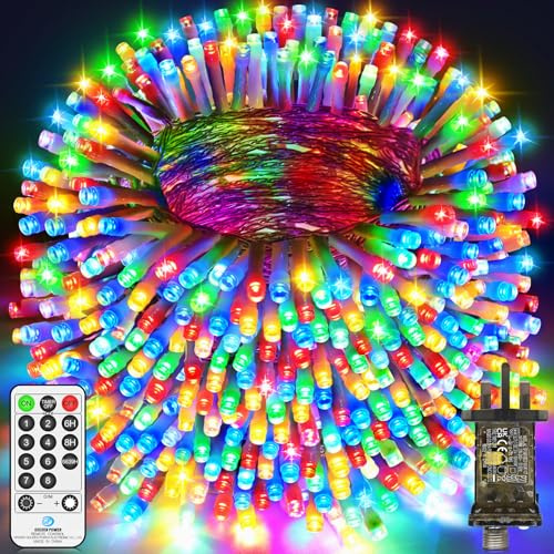 LYNNON 40M 800 LED Fairy Lights Outdoor Christmas Lights Plug in Clear Wire String Lights with Remote Timer 8 Modes Waterproof for Outside Garden Tree Yard Patio Party Wedding Decorations -Multicolor