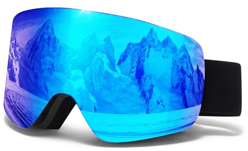 VCOROS Skibrille OTG für Unisex YH227 Snowboard Brille für Ski | Skibrillen mit Anti-Rutsch Kopfband UV-Schutz Anti-Nebel Ski Goggles Vollständig Plattiertes REVO Einstellbare für Skifahren