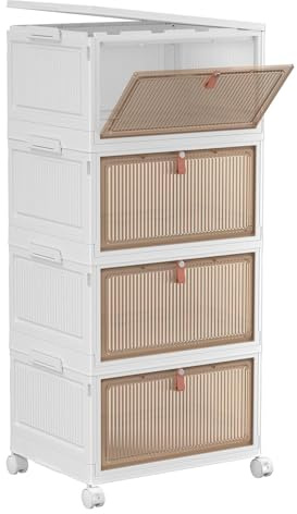 YFXCVSL 4 Tier Plastic Storage Bins with Lid 32QT, Stackable Storage Bins