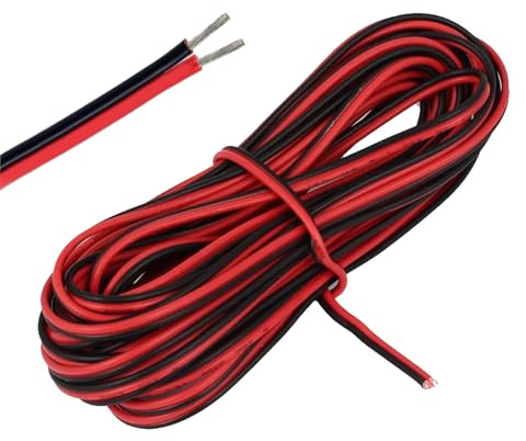 22AWG Electrical Wire 2 Core Cable 10 Meter Black Red Flexible Tinned Copper Extension Wire for LED Strip Lights, Car Audio, DIY Electronics Bell Wire 12V Cable Wires 22AWG Wire (12V/24V)