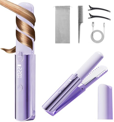 SGZIOO Mini Plancha Pelo, Plancha Pelo Viaje Mini, plancha de pelo inalambrica Pequeña con 7 ajustes de temperatura, pantalla LCD, Plancha de Pelo de Viaje para Todo Tipo De Cabello