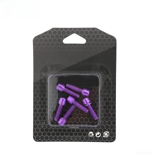 BlesConi Lot de 6 boulons colorés M5 x 18 mm plaqués titane pour guidon et pièces de vélo (vis violettes)