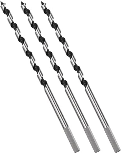 3 Pcs 8mm Wood Auger Drill Bits 230mm Long, Hex Shank Auger Drill Bit