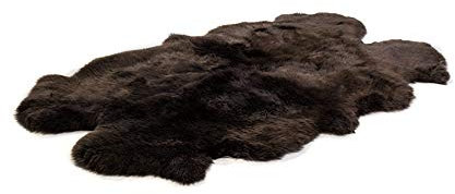 Schaffell Lammfell Teppich Kaminvorleger Wohnzimmerteppich 4-Fach 180x110cm Dunkelbraun braun