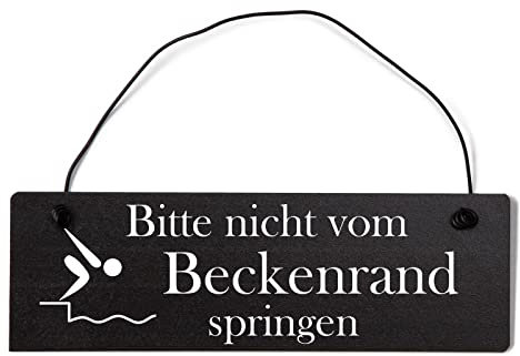 Homeyourself Bitte Nicht Beckenrand springen Dekoschild Türschild schwarz mit Draht