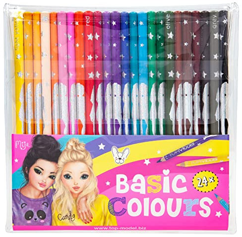 Depesche 6710 TOPModel - Buntstifte Basic Farben, 24 Stifte in 24 leuchtenden, intensiven Farbtönen, bruchsichere Mine