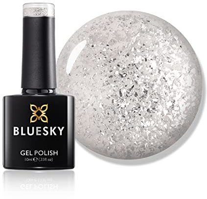Bluesky Gel Nail Polish, You Could Cut Glass Platinum 07, Silver Glitter, Long Lasting, Chip Resistant, 10 ml (Requires Drying Under UV LED Lamp)