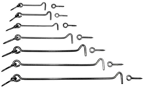 SN-TEC Edelstahl Sturmhaken/Lukenhaken/Überwurf rostfrei A2, mit Öse Länge von 80 bis 300mm zur Auswahl (Mengen- und Längenauswahl möglich) (10, Länge: 160mm)