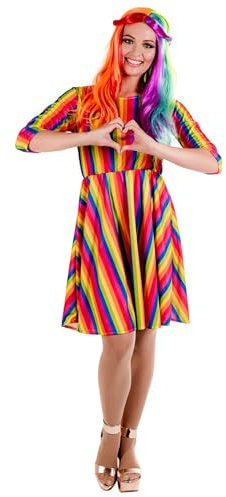 Fun Shack Regenbogenkleider Damen, Regenbogen Kleid Damen, Regenbogen Kostüm Damen, Kleid Regenbogen Damen, Kostüm Regenbogen Damen - M