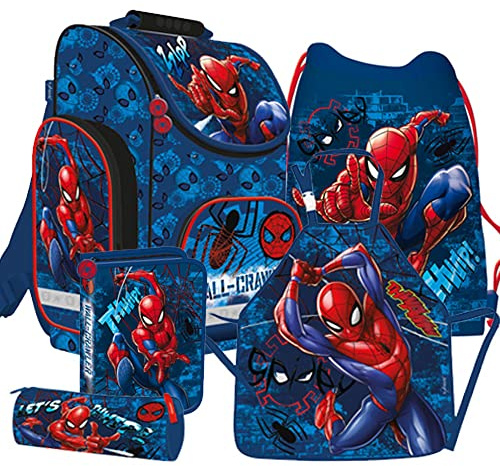 Spiderman Spinne Marvel Schulranzen Ranzen Schulrucksack Set Federtasche Bastelschürze