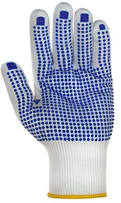 (12 Paar) teXXor Handschuhe Feinstrickhandschuhe Nylon 12 x weiß/Blaue Noppen 9