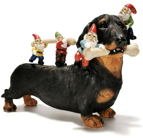 Sunthus Dackel-Gartenzwerge, Statuen, lustige Dekoration, Hof-Weiner-Dekor | Weiner Hund Harz Yard Ornament