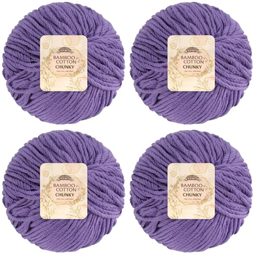 JubileeYarn Bamboo Cotton Chunky Yarn - 100g/Ball - Mulberry - 4 Balls