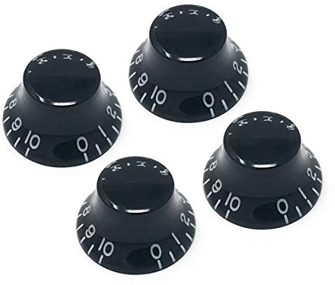Vintage Forge Schwarzer Zylinderknöpfe für Epiphone Les Paul Import E-Gitarre (Set mit 4 Stück) passend für 18 grobe Spline Alpha (metrisch) Split Shaft Potentiometer versenkt RB18M-BLK4