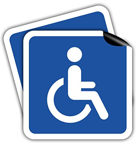 2 Stück Magnetschilder Rollstuhlfahrer 10x10cm + 2x Aufkleber Behindertenschild Magnetfolie Auto Rollstuhl von STROBO